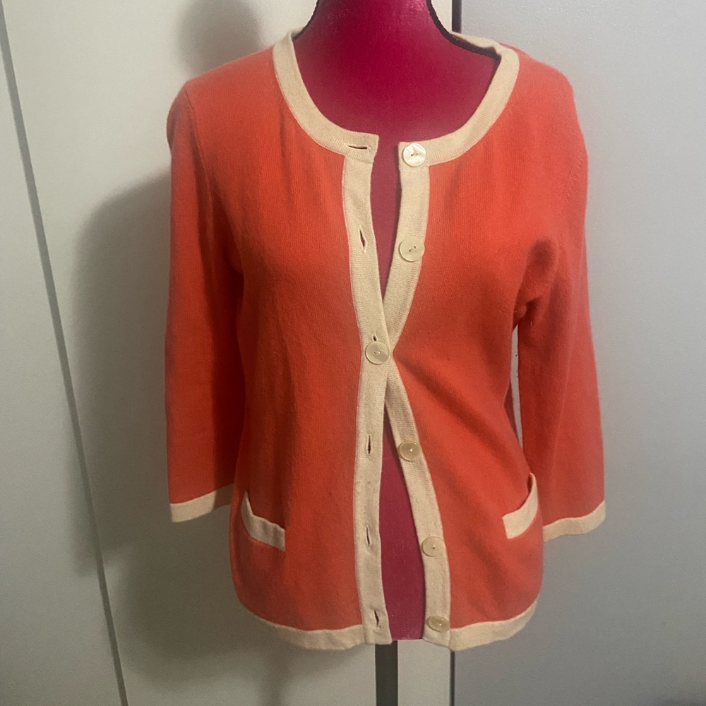 Talbots cashmere coral cardigan sweater M